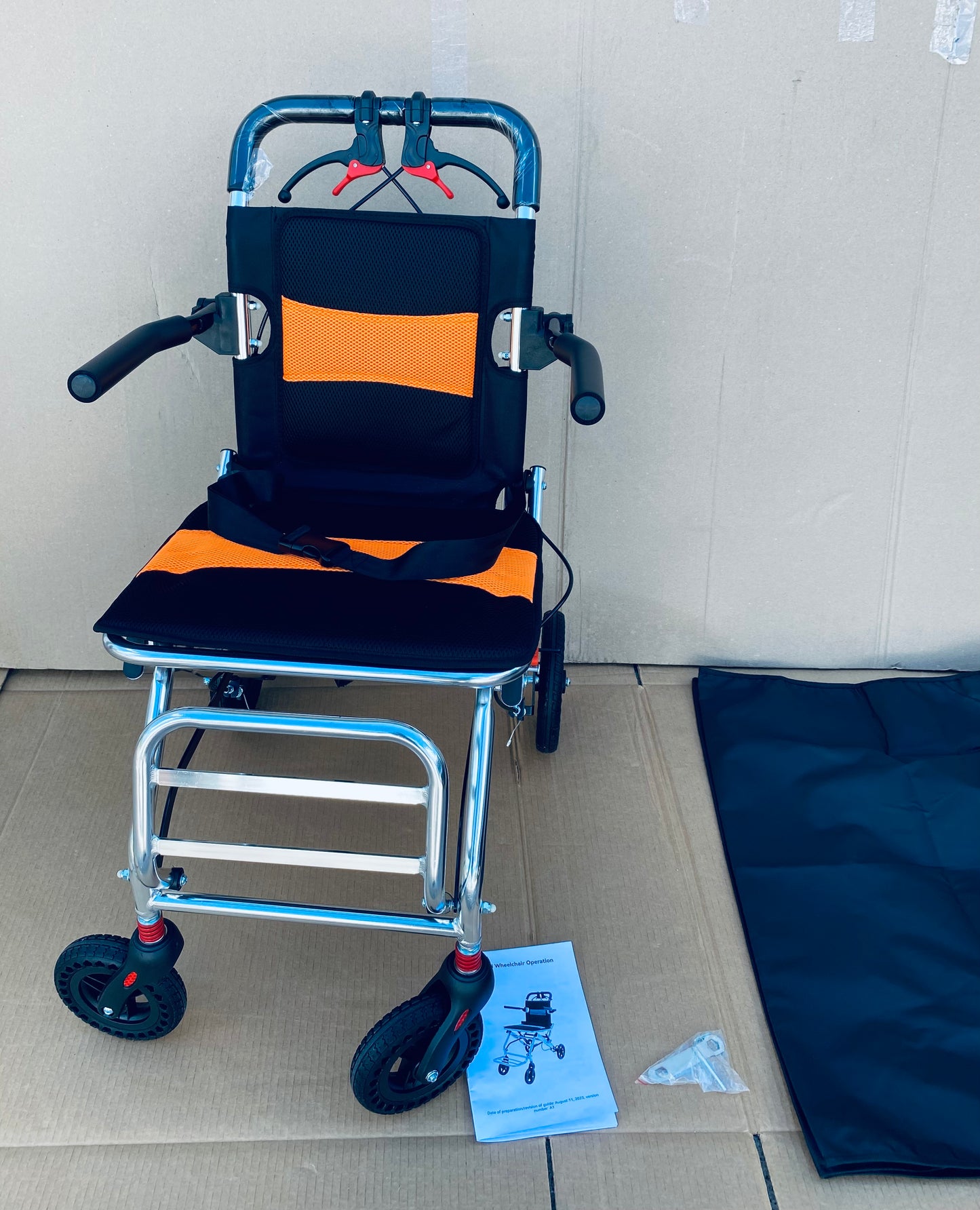 New Other Jinkee Ultra-Lightweight 19lb. Foldable/Portable Aluminum Travel Wheelchair With Carrying Bag, Supports 220lbs. & 8” Wheels