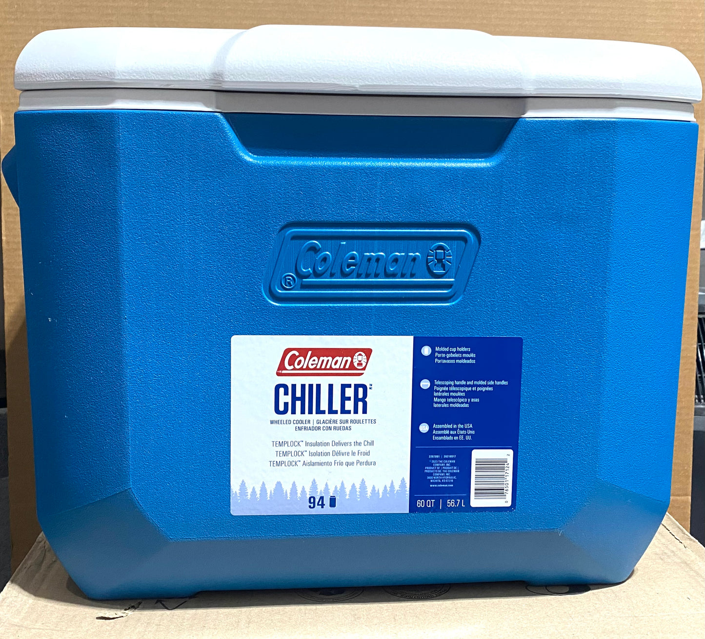 coleman Blue Chiller Wheeled Portable Cooler, 60 Qt.