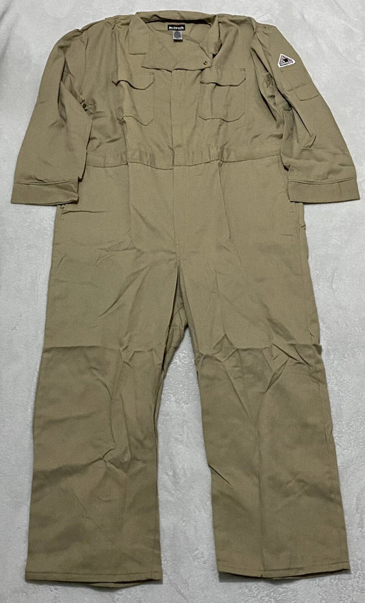 new Other Bulwark Men Khaki 54-RG CMD6KH3 Flame Resistant Deluxe Coverall 7oz