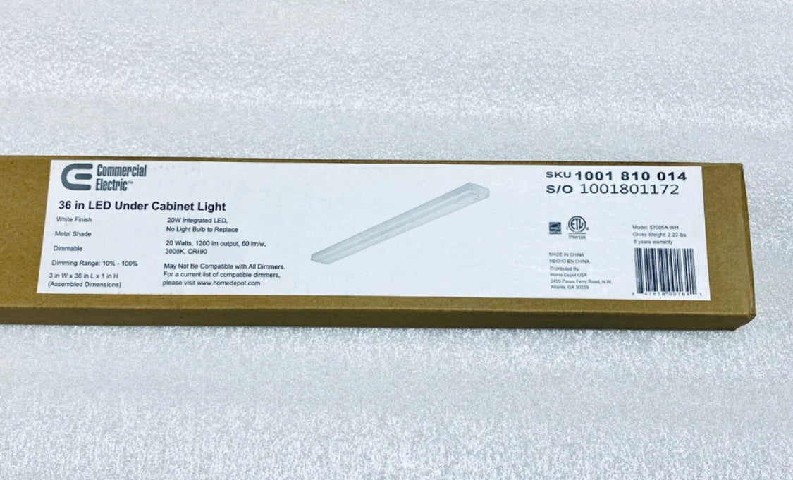 new Commercial Electric 36 in. LED White Finish Under Cabinet Light, 57005A-WH