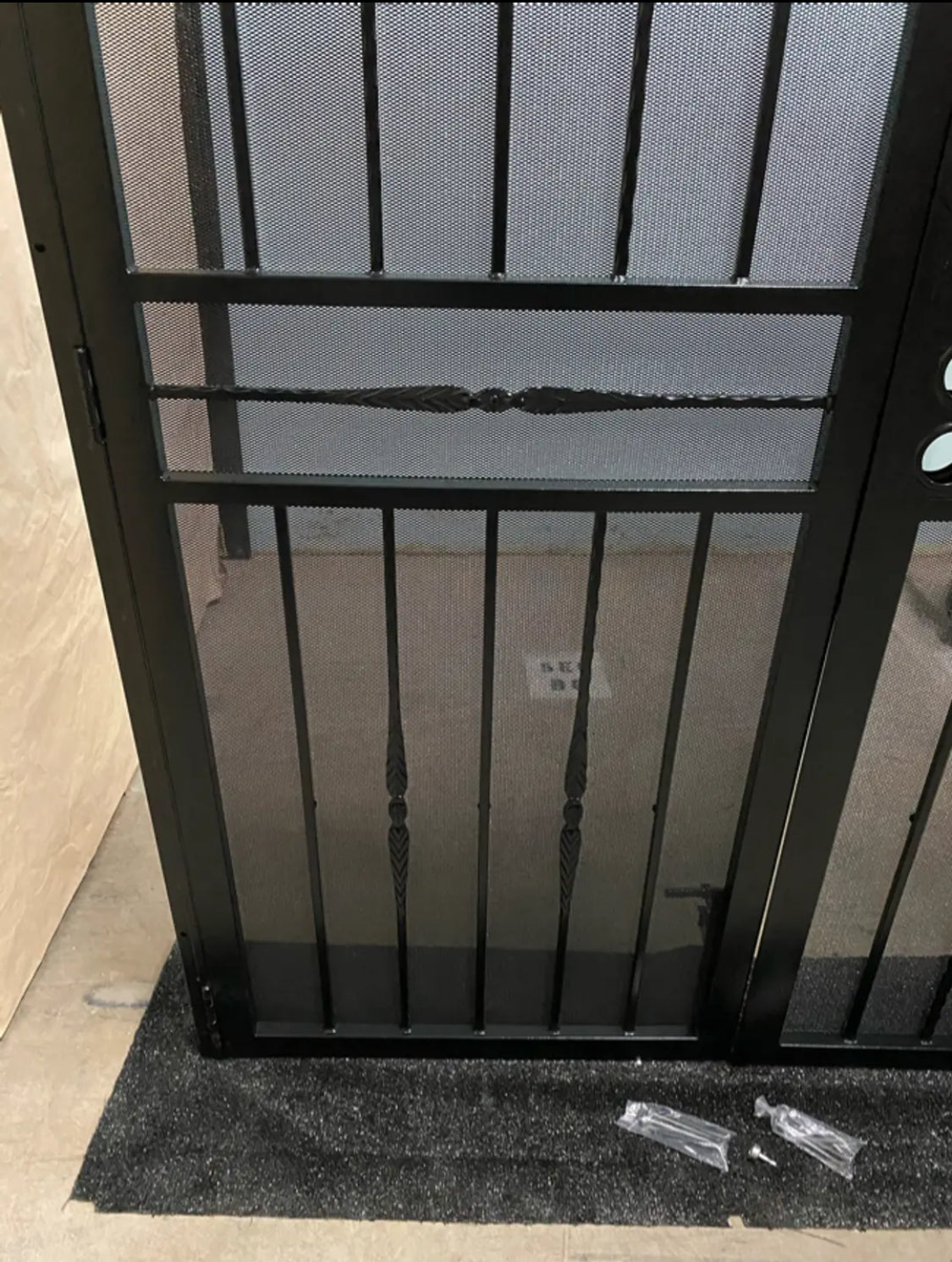 new Other 60in. x 80in. Cottage Rose Black Surface Mount Outswing Steel Security Double Door with Expanded Metal Screen