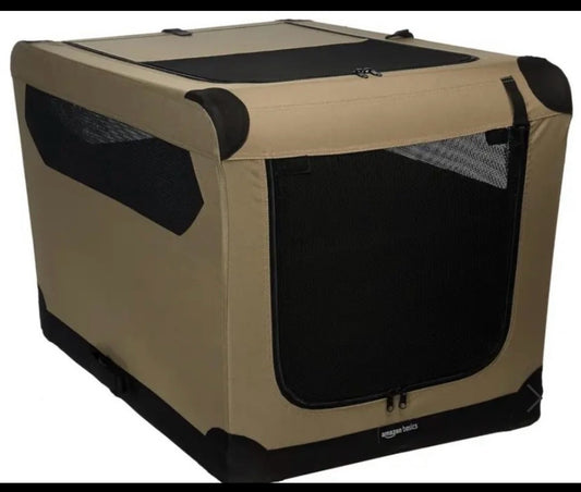 Amazon Basics 36” Portable & Collapsible Soft Crate for Pets, Tan