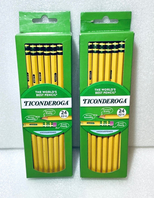 lot of 2 New Ticonderoga Wood Pencils, Unsharpened #2 Lead, 48 Count