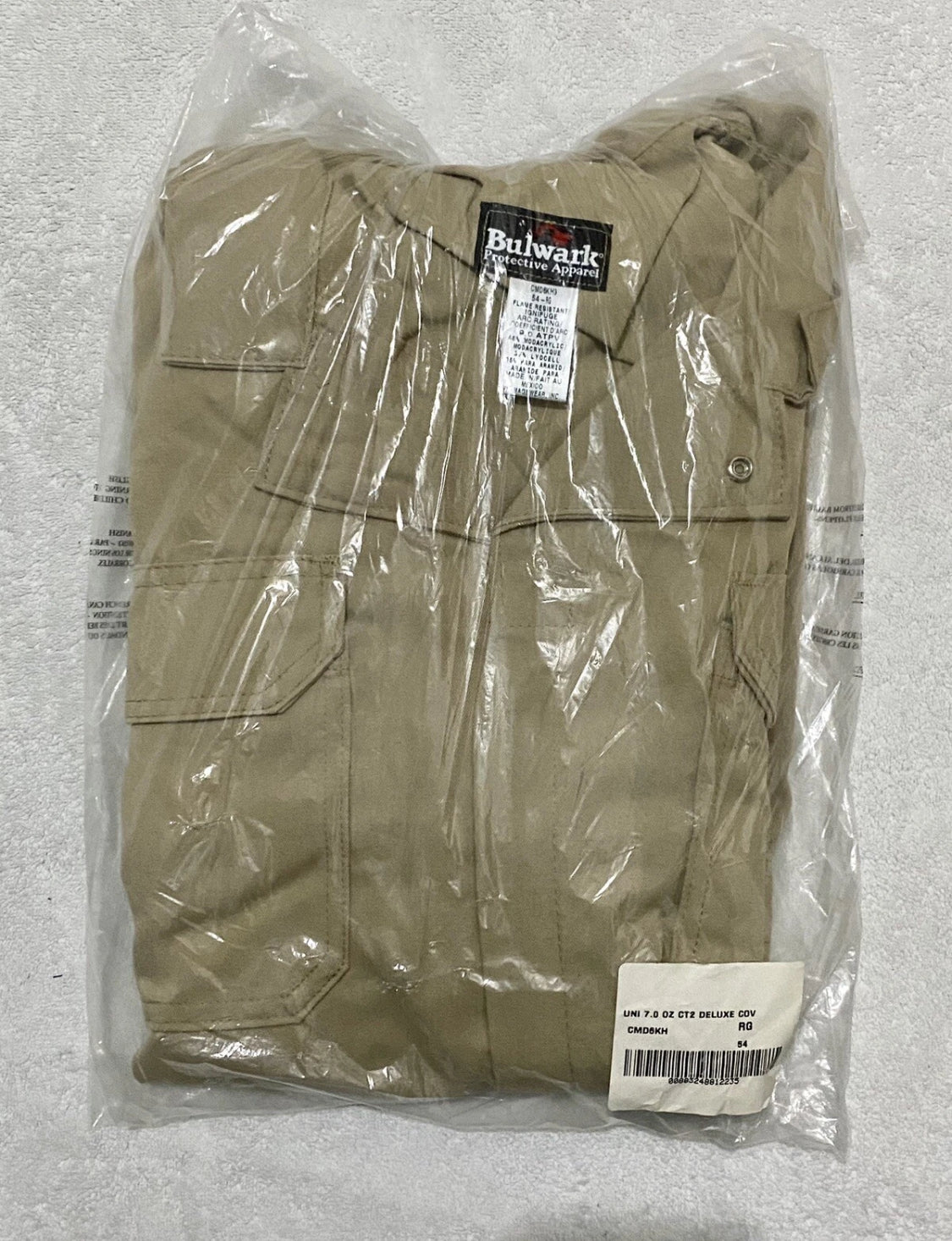 new Other Bulwark Men Khaki 54-RG CMD6KH3 Flame Resistant Deluxe Coverall 7oz