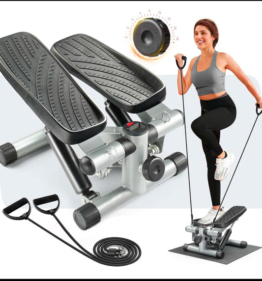 New Other Ktaxon Steppers Mini Stair Stepper with Resistance Bands & LED Display, Black/Silver