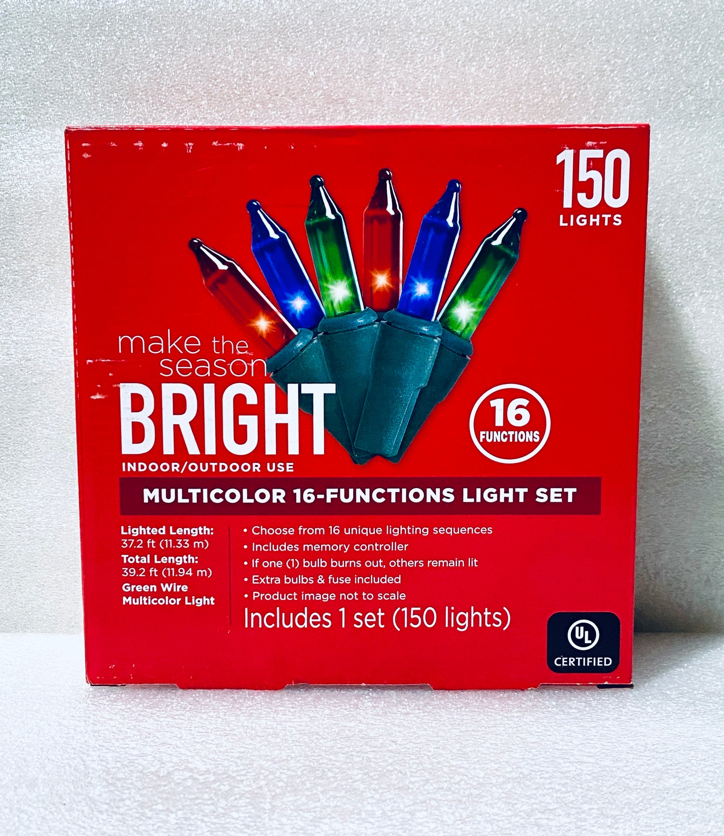 new Make The Season BRIGHT Indoor/Outdoor 150 Count Multicolored 16 Function Christmas Lights