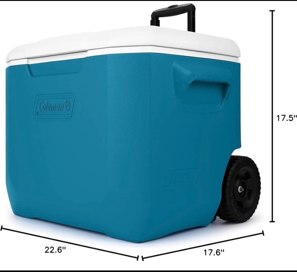 coleman Blue Chiller Wheeled Portable Cooler, 60 Qt.