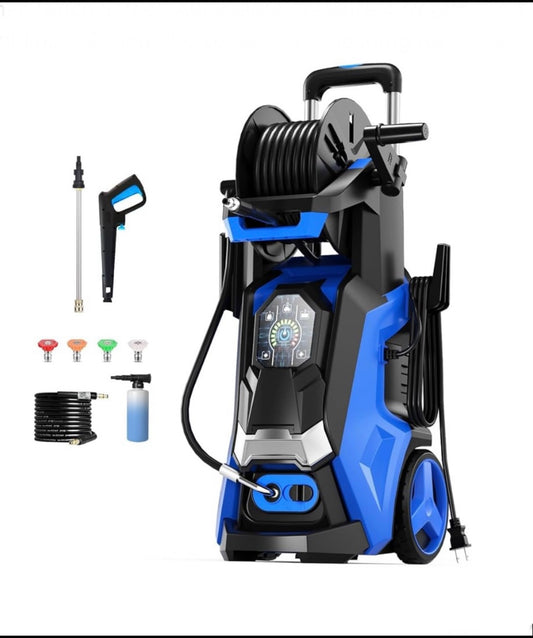 Electric Power Pressure Washer 5000PSI-Max 3.6GPM With Touch Screen, 4 Quick Connect Nozzels & 500ml Foam Cannon, Blue