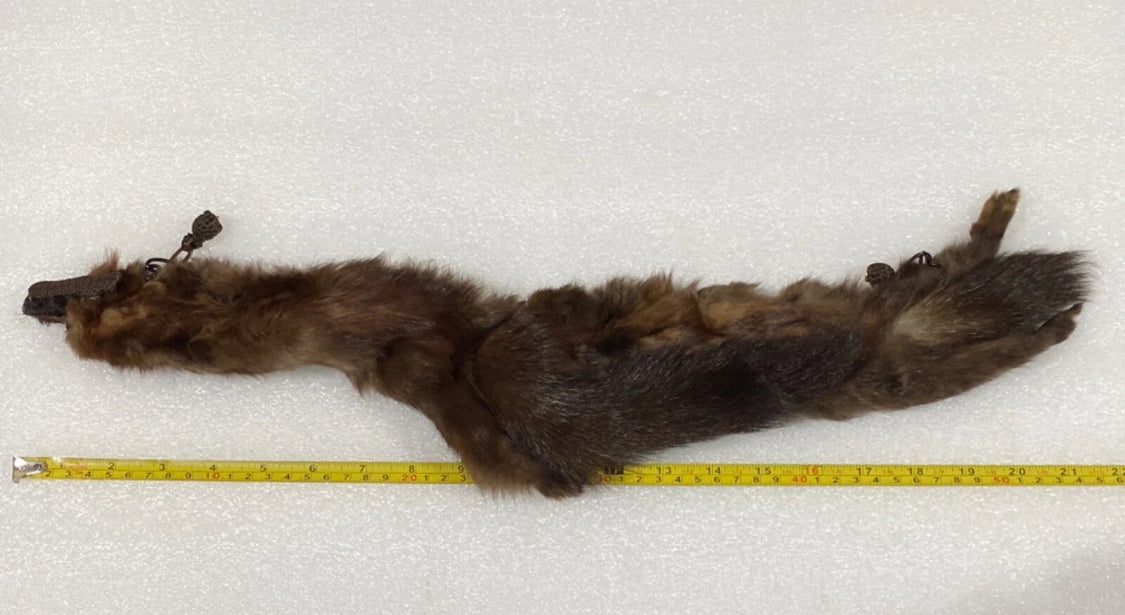 genuine Mink Fur Hand Warmer Approx. 10" With Wrist Strap & Collar Neck Scarf Approx. 21", Brown