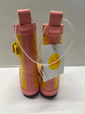 Lot #305 -  New Sun Squad Girls Rain Boots Size M(7/8) Pink & Orange Polka Dot (MSRP $13)