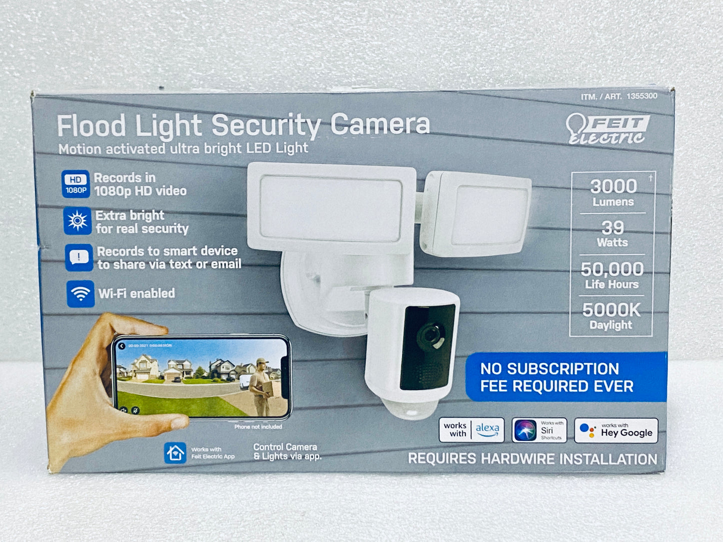 Lot Of 2 Feit Electric LED Dual Head Motion Sensor 1080P HD Smart White Flood Light Security Camera, SEC3000-CAM