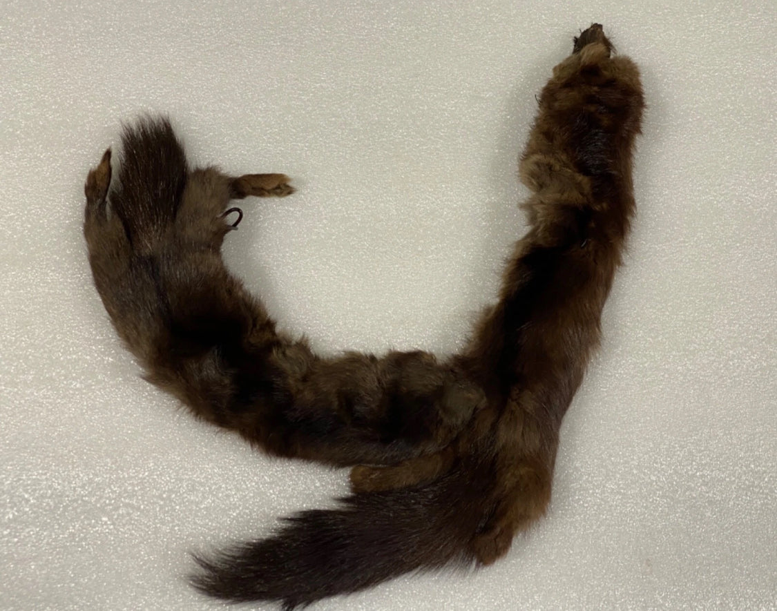 genuine Mink Fur Hand Warmer Approx. 10" With Wrist Strap & Collar Neck Scarf Approx. 21", Brown