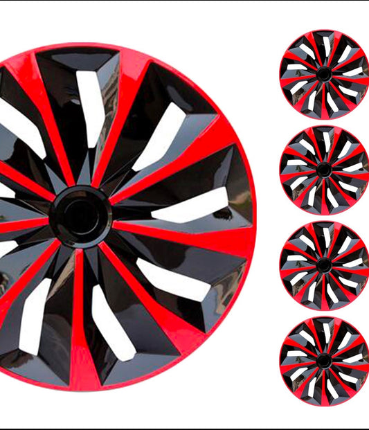 lot Of 4 Aiqiying Universal Replacement R17 Red/Black Hubcap Wheel Rim Covers For Car, Truck & SUV