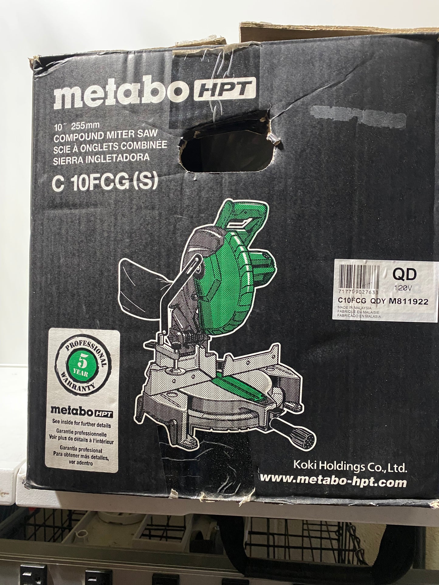 Metabo HPT 10-in 15-Amp Single Bevel Compound Corded Miter Saw - C 10FCG(S)