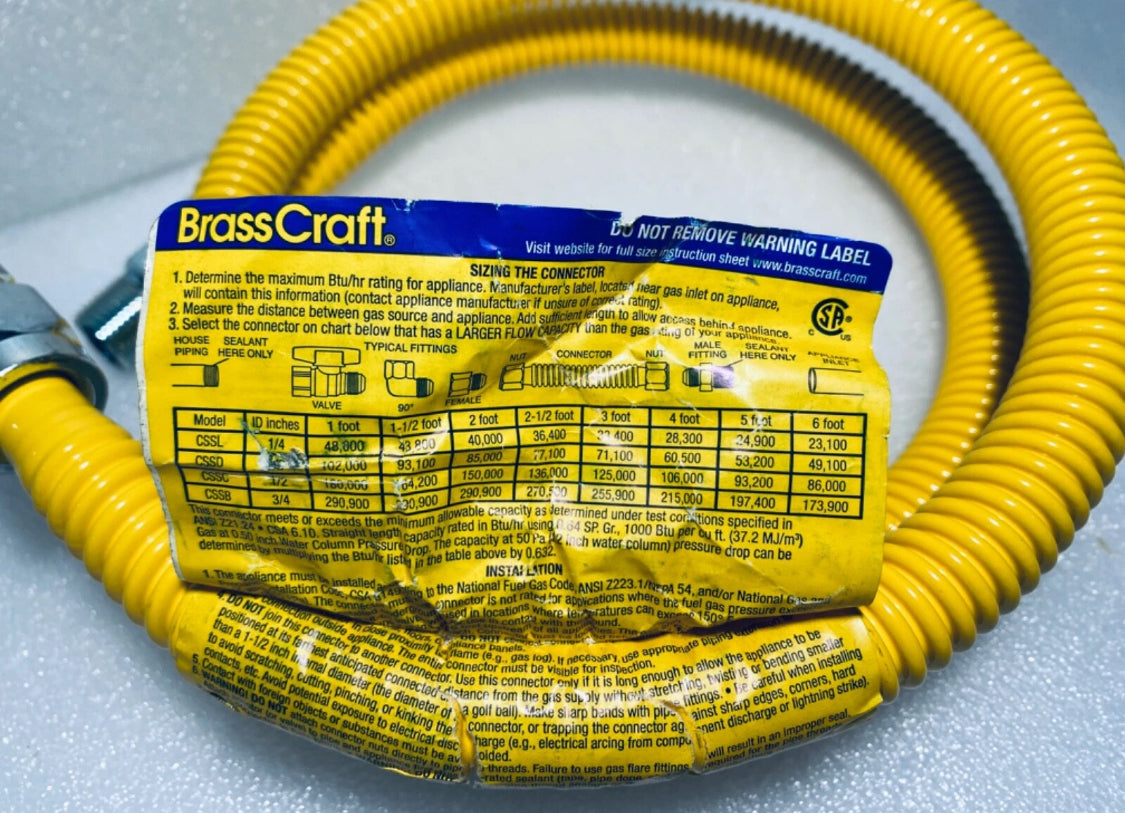 new Smart Choice 4' x 5/8" CTD Gas Connector 1/2M x 1/2M, 5304520140