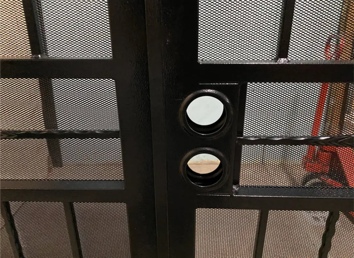 new Other 60in. x 80in. Cottage Rose Black Surface Mount Outswing Steel Security Double Door with Expanded Metal Screen