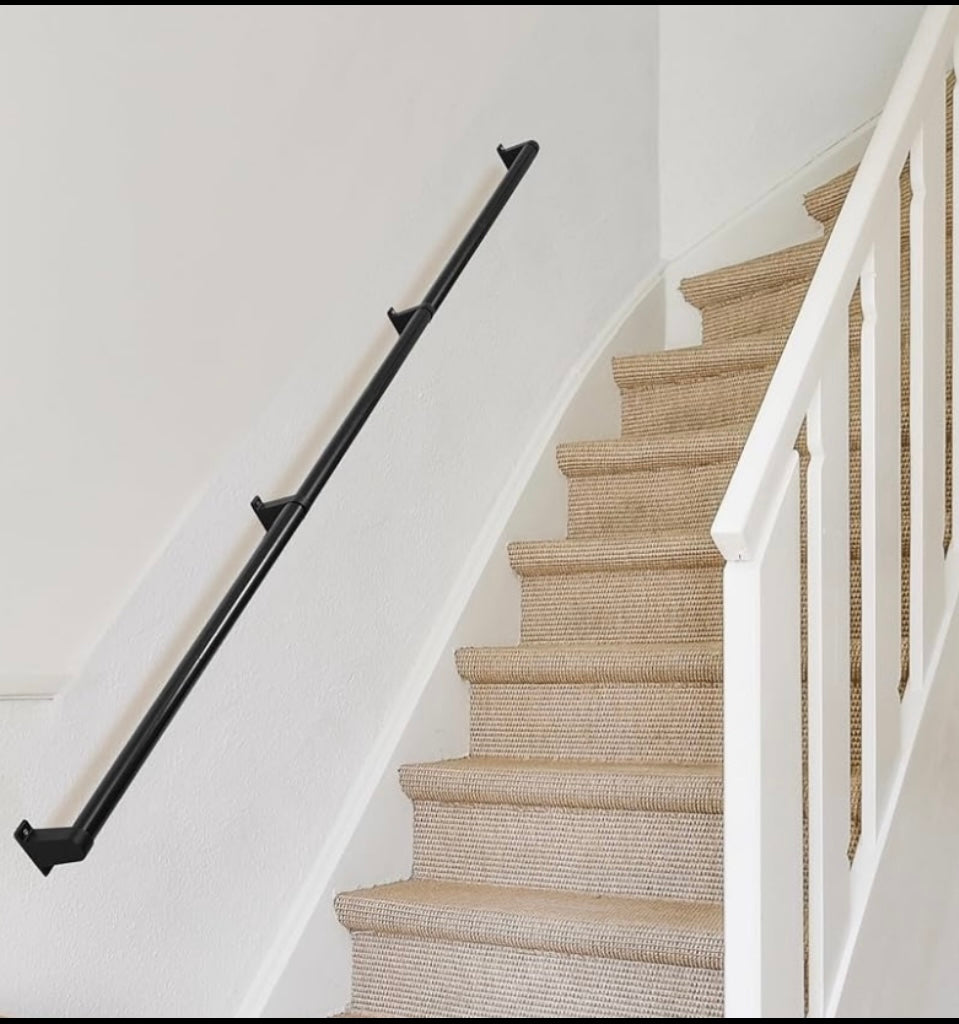 new Other Thsgrt 12ft Metal Pipe Handrail for Outdoor and Indoor Staircase, Black