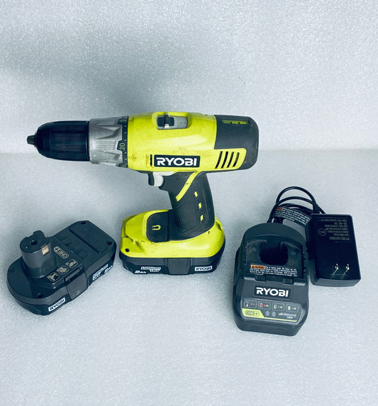Lot Of 4 Ryobi 18V 1/2" 2 Speed Drill/Driver, Two Batteries & One Charger