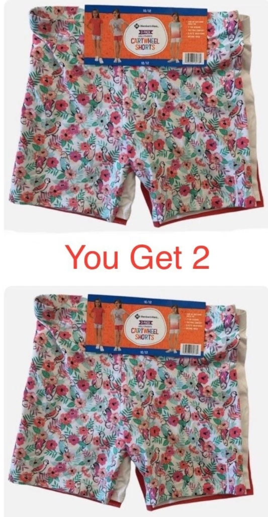 lot Of 2 New 3-Pack Member's Mark Girl's Favorite Cartwheel Shorts, Size 10/12