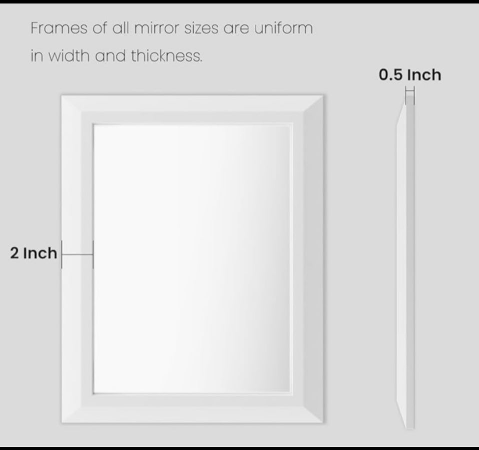 new Amorho Thick Metal Framed Rectangle Wall-Mountable Mirror 24” x 36”, White