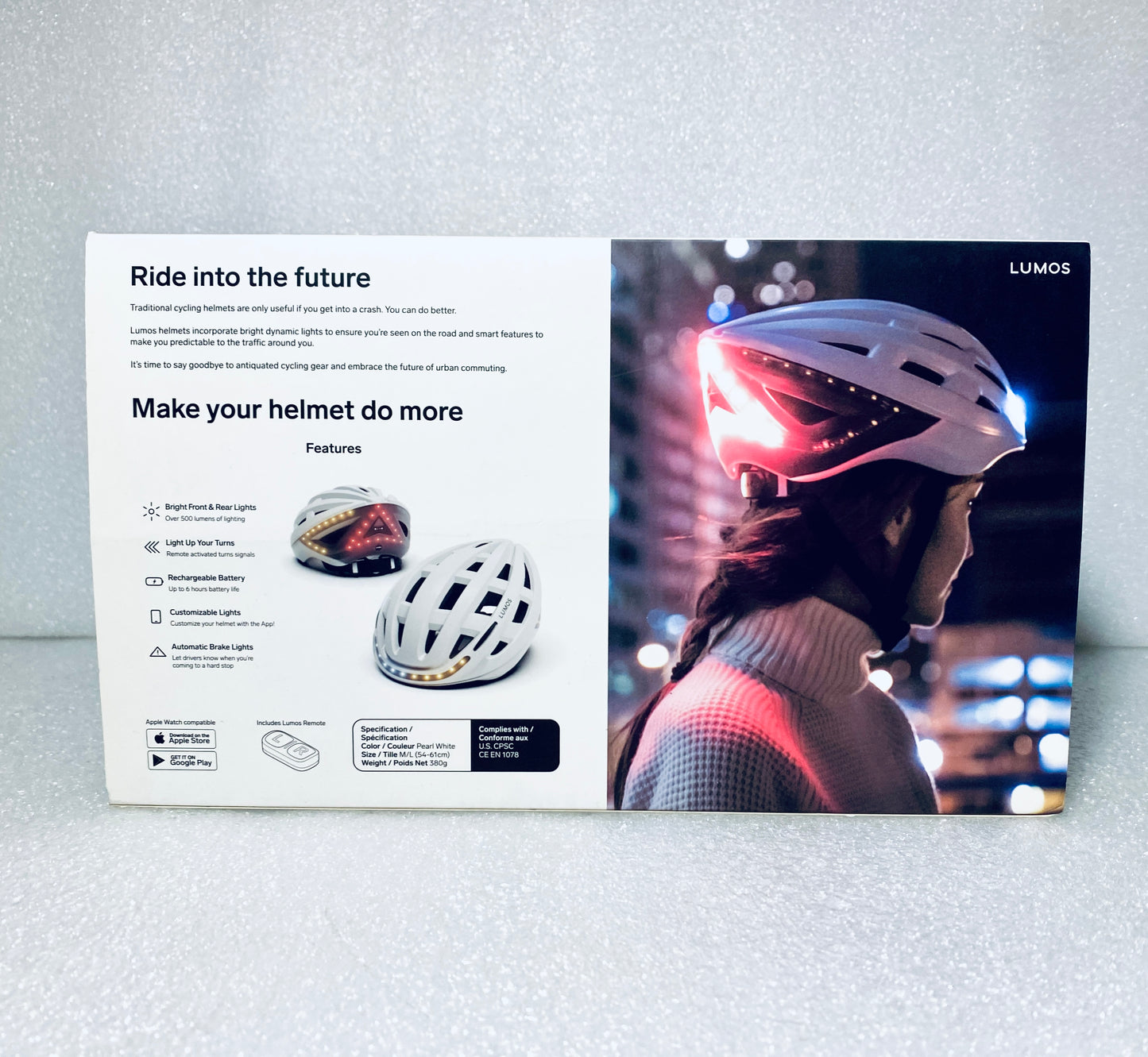 New Other Lumos Kickstart II Size M/L Bluetooth Jet White Smart Helmet With Mips & Remote, L1101M