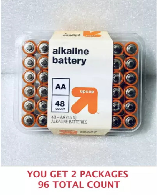 lot Of 2 New Up & Up AA Alkaline Batteries 1.5V, 48 Pack Each