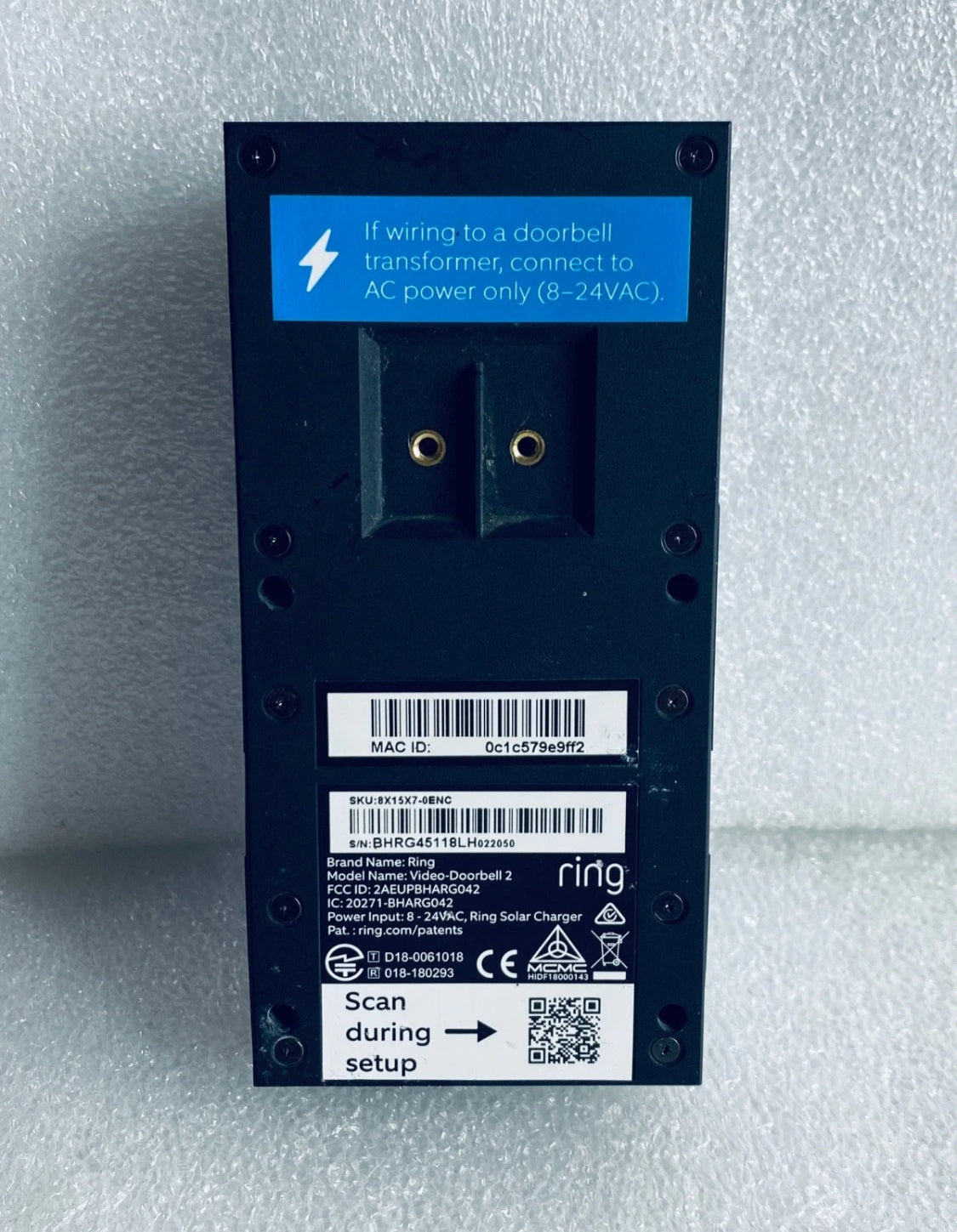 Ring Video Doorbell 2nd Generation Door Security Camera With Bronze Faceplate & Battery