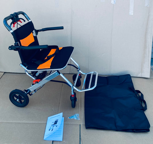 New Other Jinkee Ultra-Lightweight 19lb. Foldable/Portable Aluminum Travel Wheelchair With Carrying Bag, Supports 220lbs. & 8” Wheels