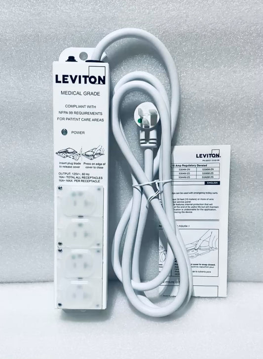 New Other Leviton 7Ft. Medical Grade 4 (TR) Outlet Power Strip, 5304M-2N7