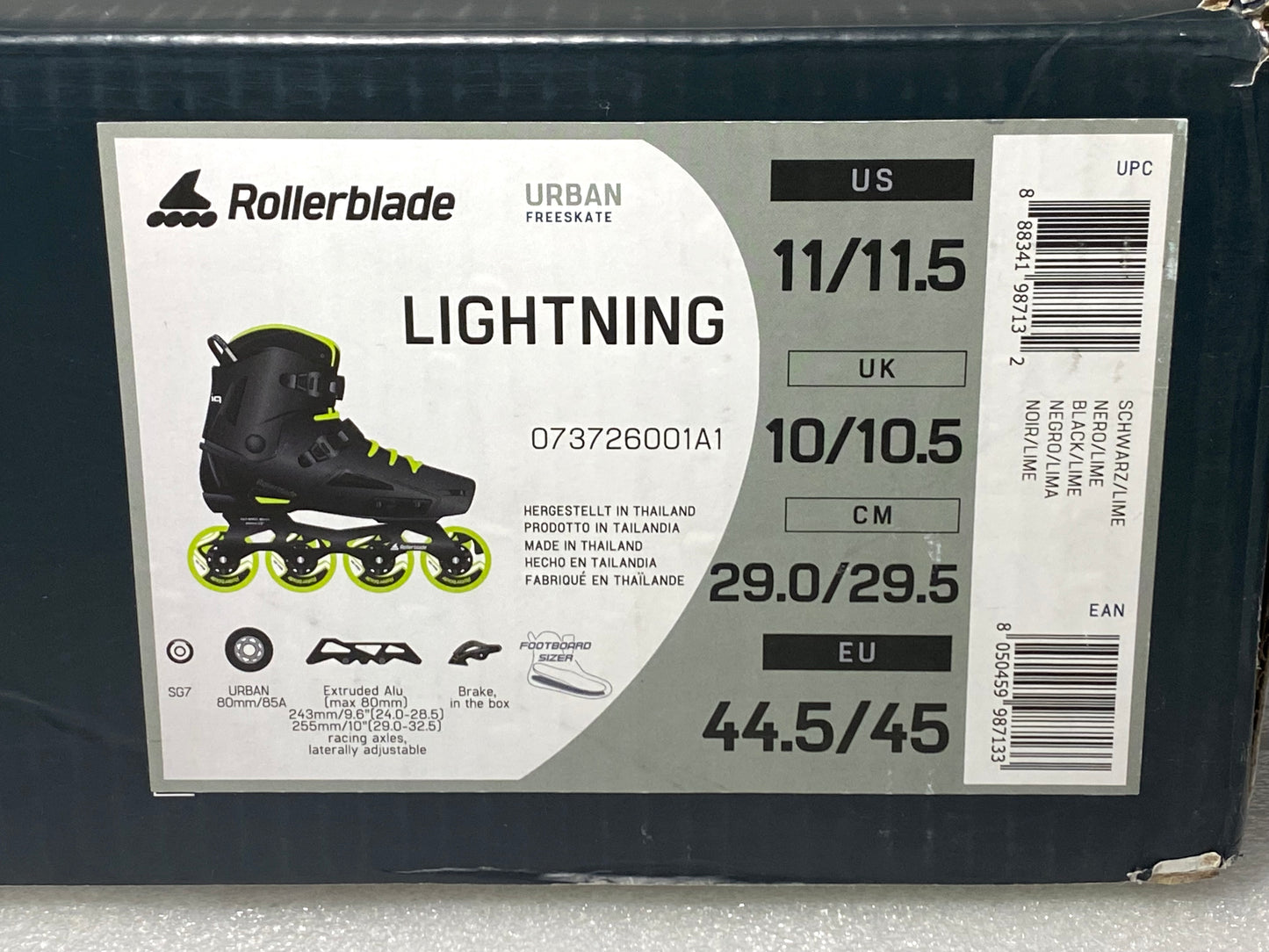 New Other Urban Inline Men's Size 11/11.5, Rollerblade Lightning Skate, Black & Lime