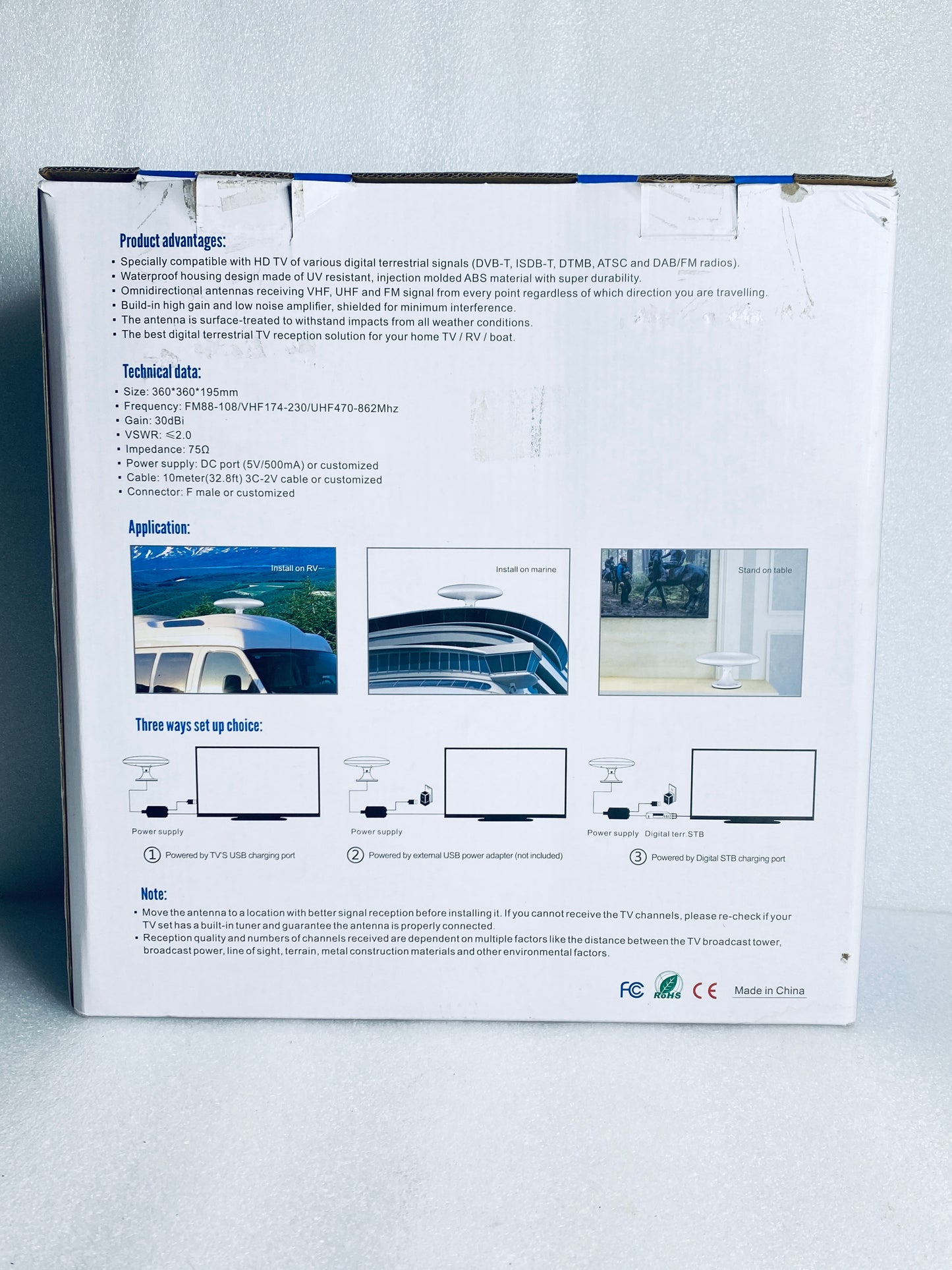 New Other RV Outdoor Roof Mounted Omni Directional TV Antenna For Camper, White