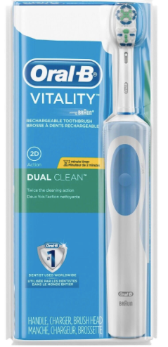 New Oral-B Vitality Braun Dual Clean Rechargeable Electric Toothbrush 2D Action