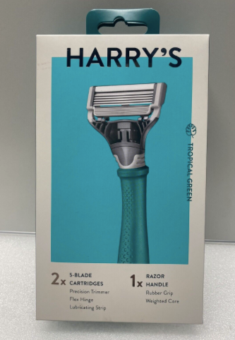 hARRY'S TROPICAL GREEN Razor Handle + 2 / 5-Blade Cartridges