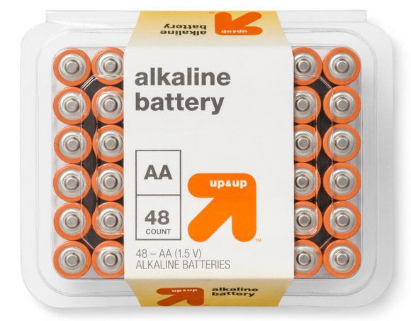 Lot #255 - New Up & Up Alkaline Batteries, AA - 48 Total (MSRP $17)