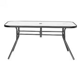 new Open Box Style Selections Pelham Bay Rectangle Outdoor Dining Table 38” W x 60” L with Umbrella Hole, Black