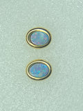 Beautiful 14K Yellow Gold Opal Stud Designer Earrings