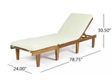 New Other Noble House Wyatt Teak Wood Outdoor Chaise Lounge with Cream Cushions