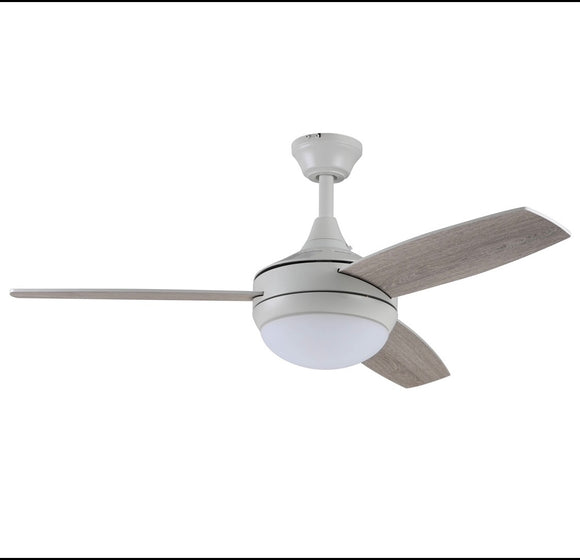New Open Box Harbor Breeze Beach Creek 52” 3-Blade Brushed Nickel LED Indoor Downrod or Flush Mount Ceiling Fan with Light Remote
