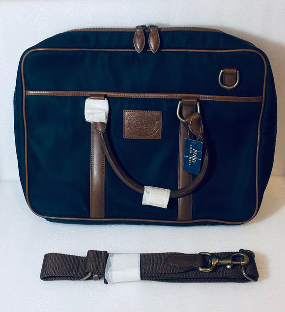 new Other Mens Ralph Lauren Commuter Briefcase Messenger Bag Navy