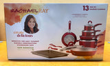 Lot #251 - New Rachael Ray Create Delicious 13pc Aluminum Nonstick Cookware Set, Red (MSRP $170)