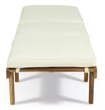 New Other Noble House Wyatt Teak Wood Outdoor Chaise Lounge with Cream Cushions
