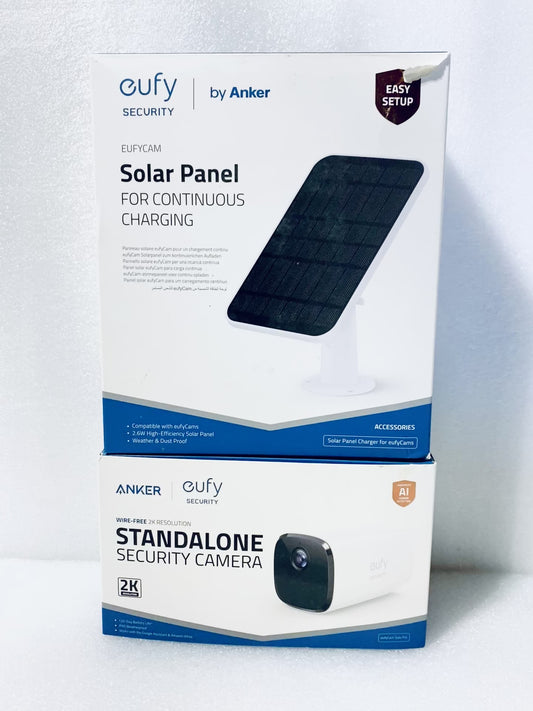 Eufy Security Cam Solo Pro Outdoor/Indoor 2K Security Wire-Free Camera & 2.6W Solar Panel For Continuous Power Supply Grade B