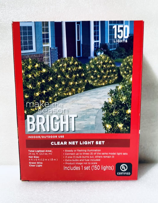 new Make The Season BRIGHT Indoor/Outdoor 150Ct Clear Net Light Set