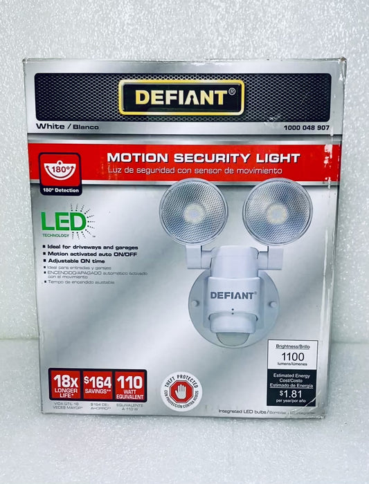 new Other Defiant 1100 Lumen 180-Degree Integrated LED Two-Head Outdoor Motion Security Light, White