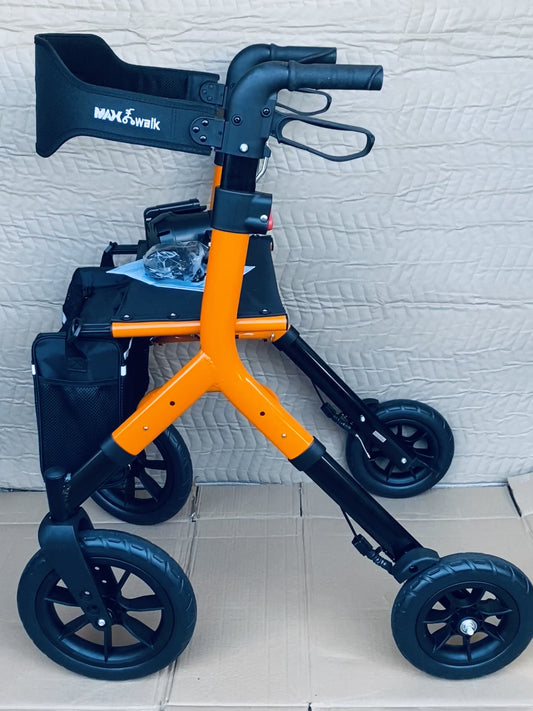 New Other Maxwalk 12” All-Terrain Rollator/Walker with Seat, Backrest & Carrying Bag, Orange