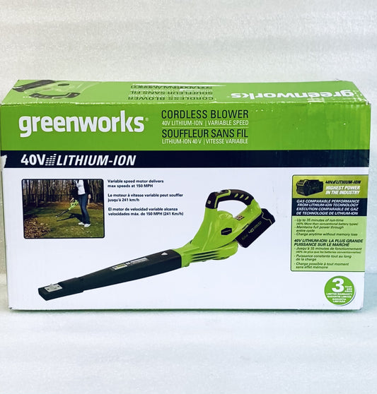 New Other Greenworks 40V 150MPH 130 CFM Cordless Leaf Blower, 4.0Ah Battery & Charger