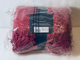 NEW THRESHOLD TEXTURED KNIT THROW BLANKET WITH TASSELS IN PINK