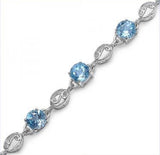 New Beautiful Solid Sterling Silver Huge 9.90 CTW Swiss Blue Topaz 7.75 Inch Designer Bracelet