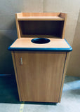 new Other Round Drop Top Waste Receptacle with Tray Shelf, Brown