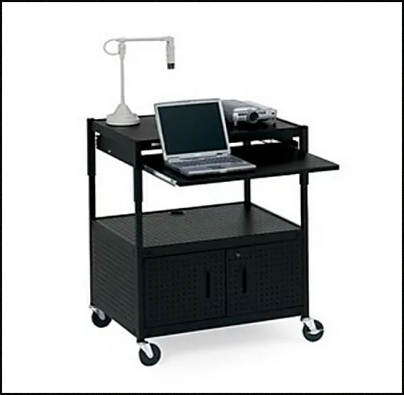 new Bretford ECILS3FF-BK Adjustable Multipurpose Cart with Cabinet, Black